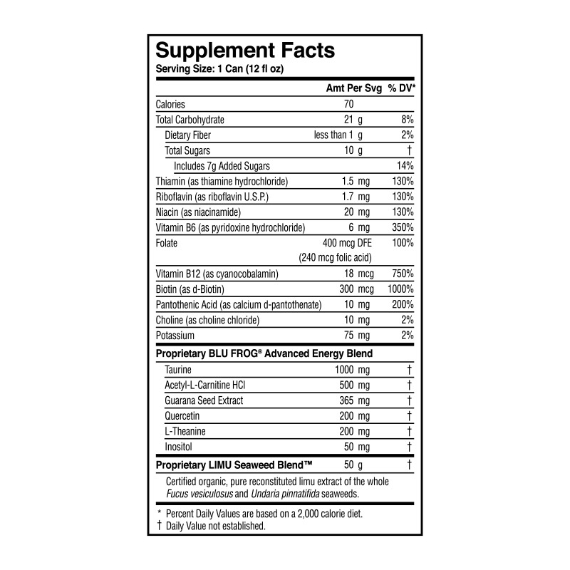 BLU FROG 2 Supplement Facts PartnerCo Products