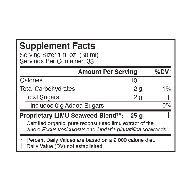 Limu Original Supplement Facts - PartnerCo Products