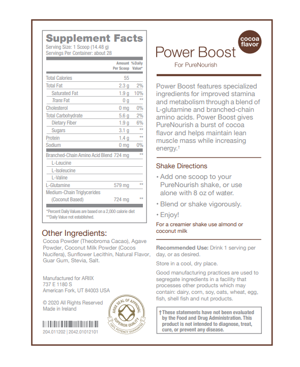 Power boost Supplement Facts